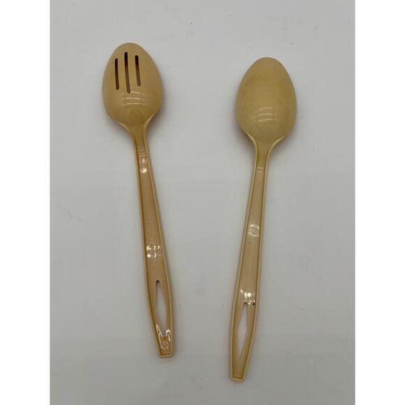 Tailor Made Vintage Beige Serving Spoon Slotted Spoon Set Retro Kitchen Utensils - Picture 2 of 5